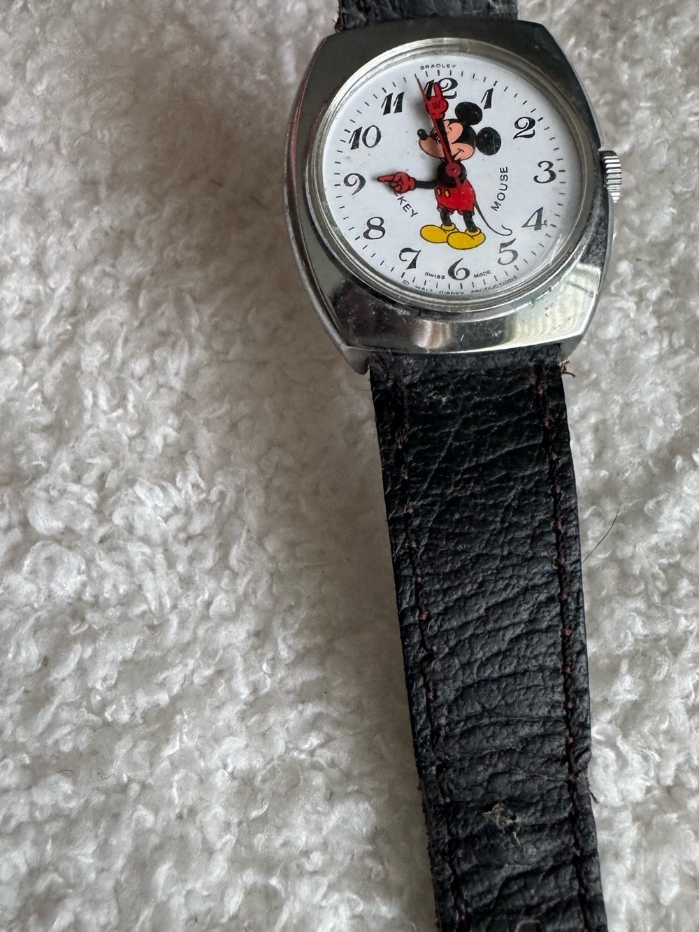 Vintage Mickey Mouse Wristwatch Bradley Wind-up Swiss Watch Disney